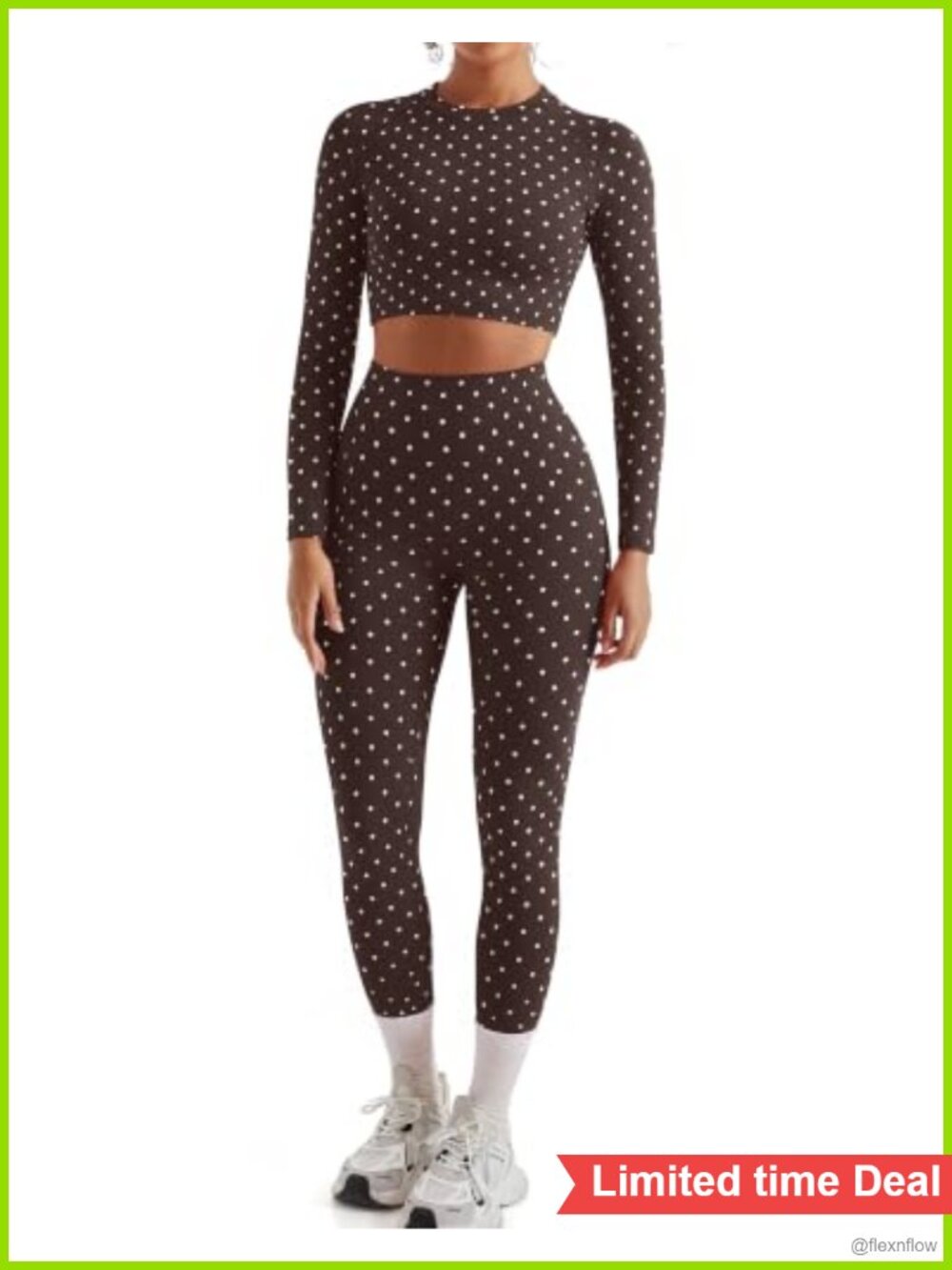 SUUKSESS Women's 2-Piece Workout Set Seamless Ribbed Leggings Long Sleeve Crop